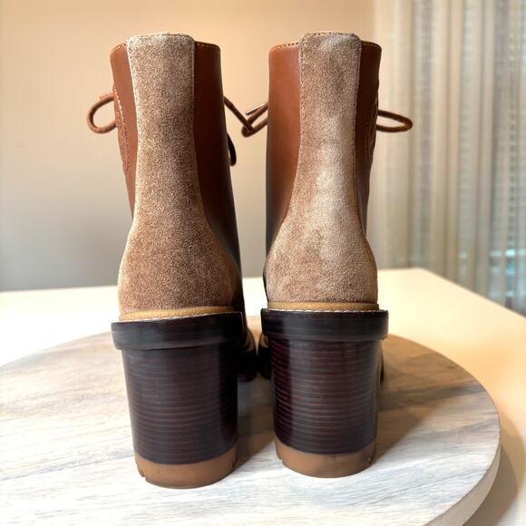 Tory Burch Miller Brown Suede Leather Lug Sole Boots Combat Boots US Size 7.5 - Picture 8 of 12